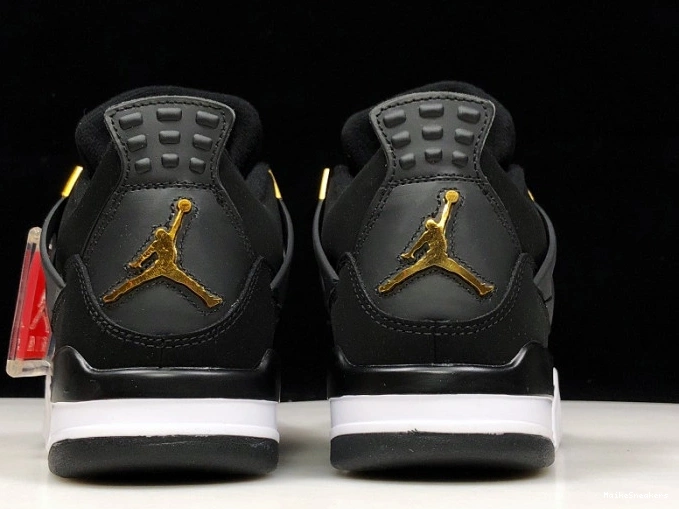 MaikeSneakers Royalty Jordan 4 Black Gold-White Air Metallic 308497-032 0818